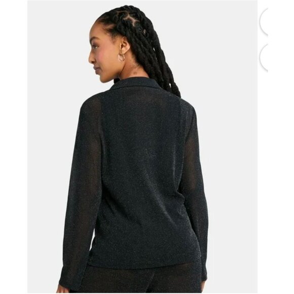 Sparkle Button Front Shirt Coverup Women's Size Medium (8-10) - Time and Tru - Picture 2 of 5